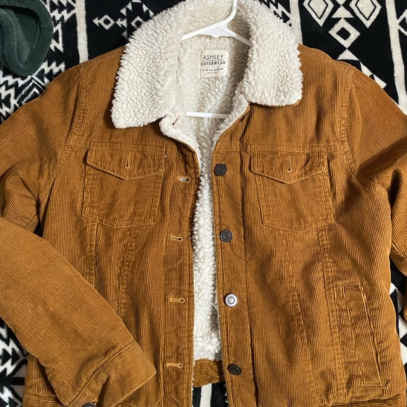 Tan Corduroy Sherpa Lined Jacket 